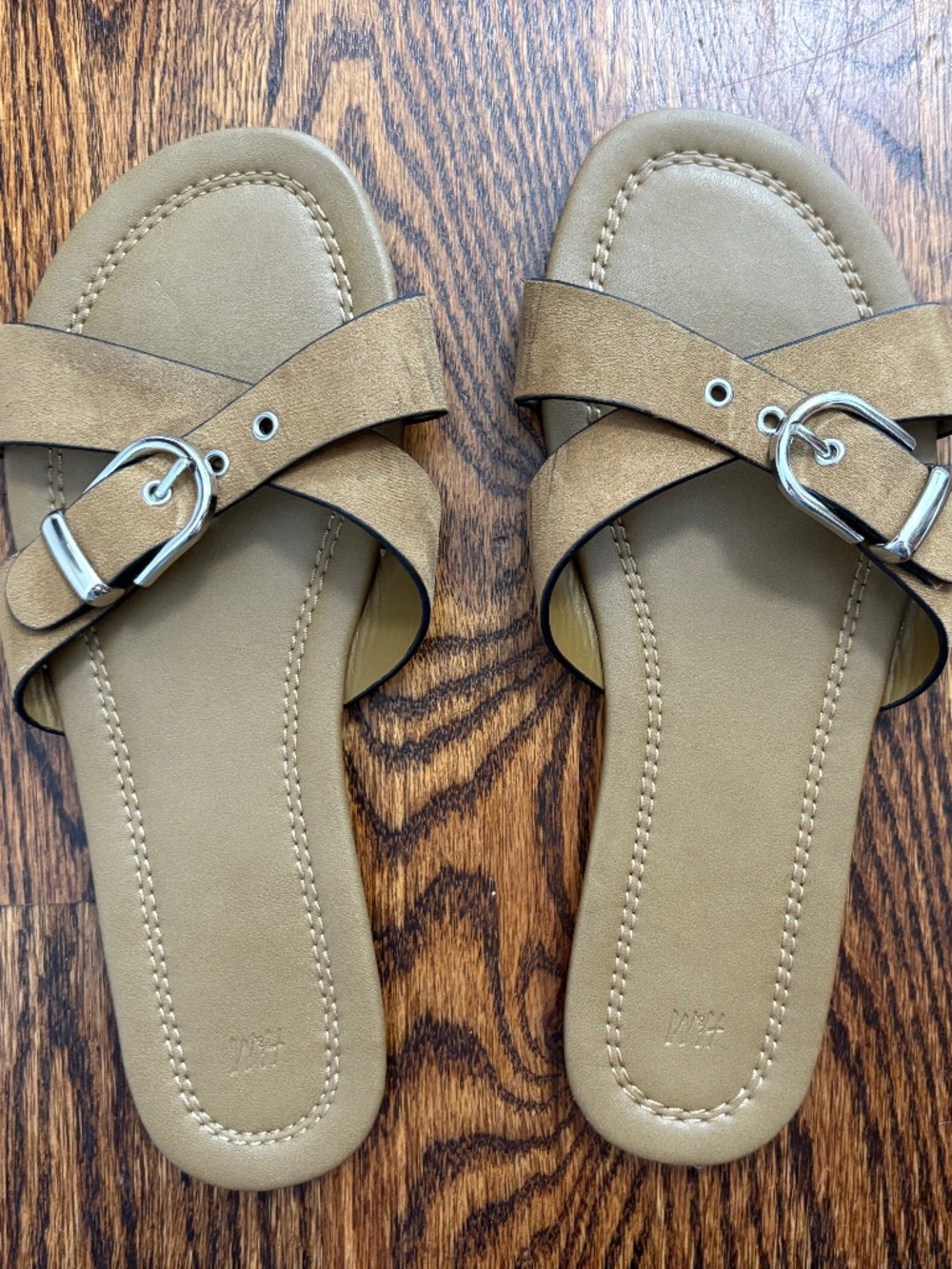 H&M Brown/Taupe Size 8 flat sandals with adjustable buckle straps